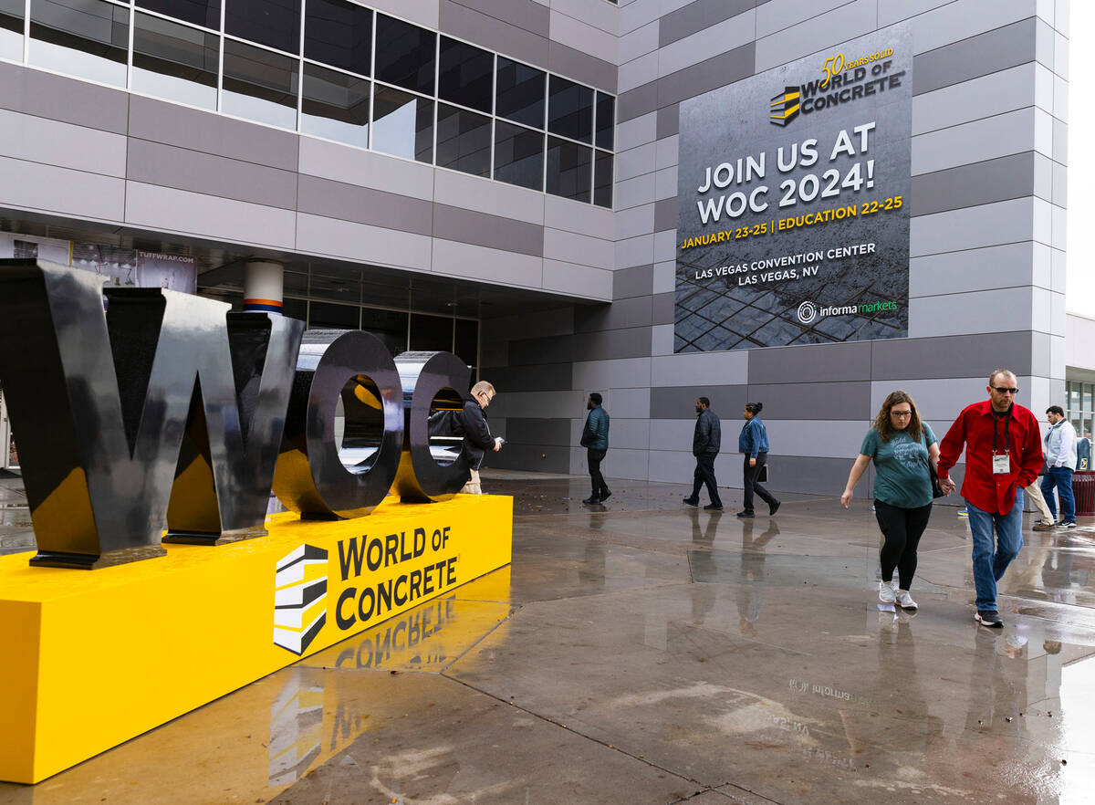 Exhibitors arrive at the Las Vegas convention Center on Monday, Jan. 16, 2023, to prepare for W ...