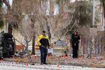 Las Vegas police are investigating following a fatal crash involving a pedestrian at 975 E Saha ...