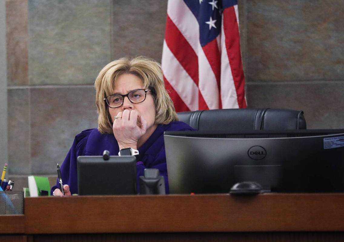 Las Vegas Justice of the Peace Diana Sullivan presides over the preliminary hearing of Santiago ...