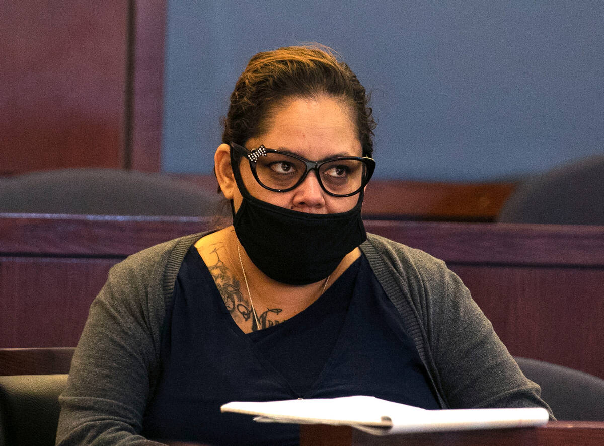 This Sept. 30, 2020, file photo shows Malinda Mier, co-defendant in the Alpine Apartments fire, ...