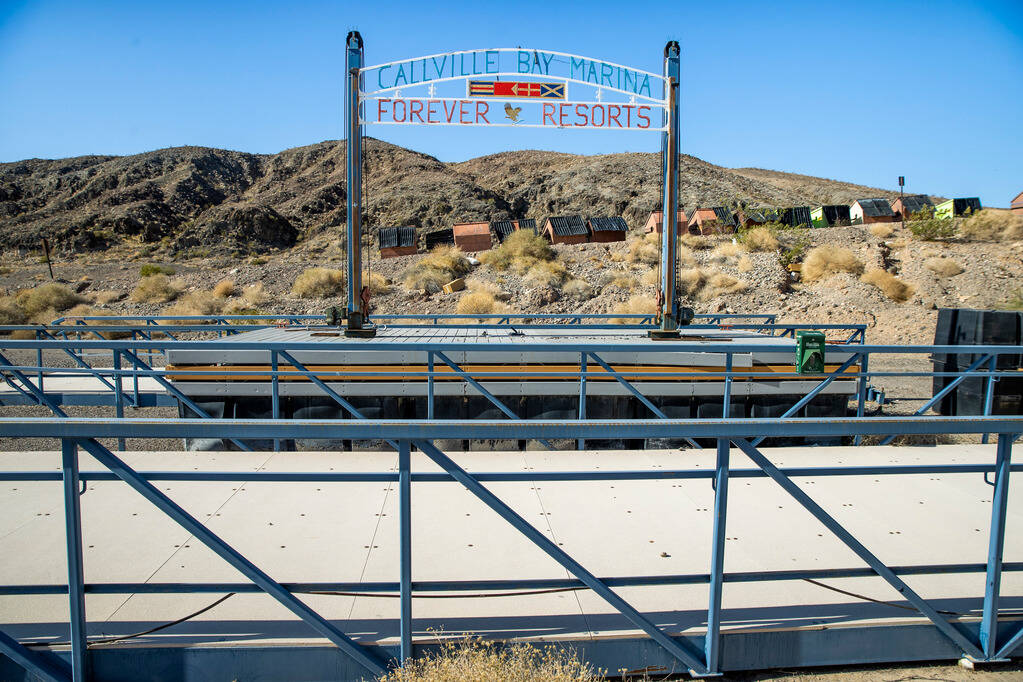 An old floating dock for the Callville Bay Marina and Forever Resorts sits high on the bank in ...
