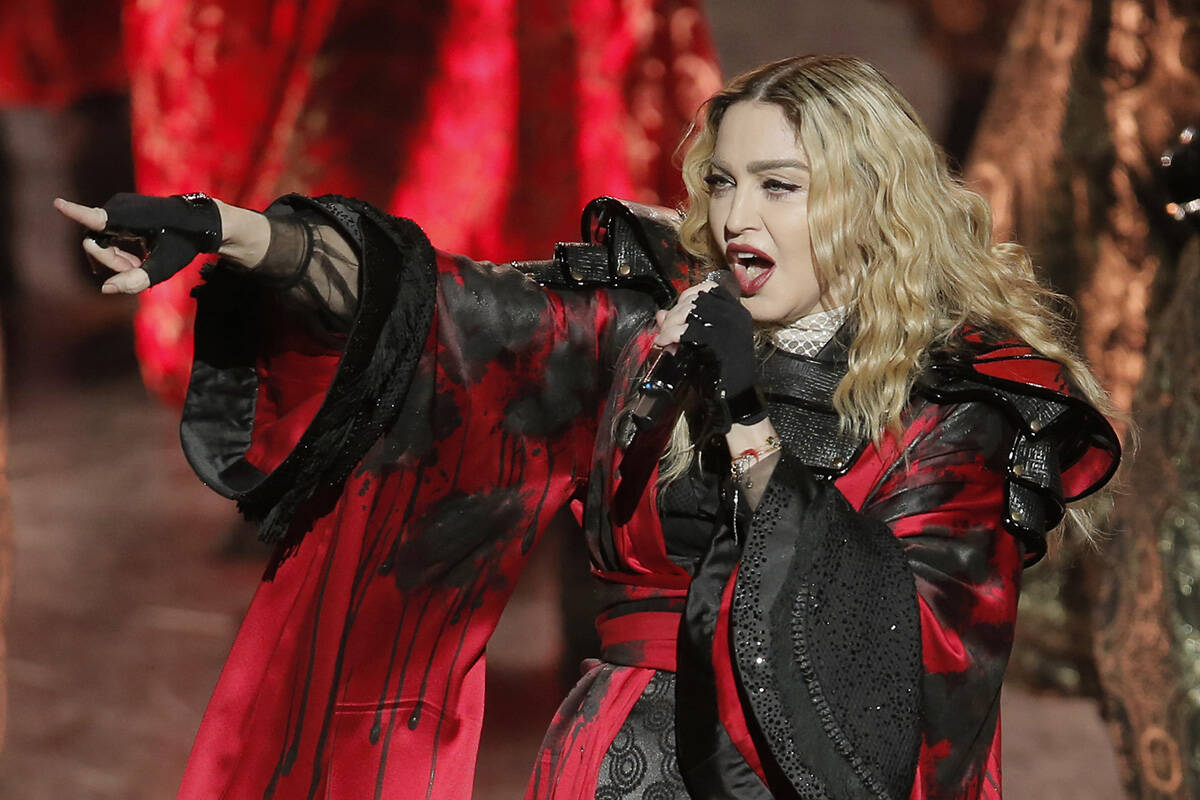 Madonna performs during the Rebel Heart World Tour in Macau, China, Saturday, Feb. 20, 2016. Ma ...