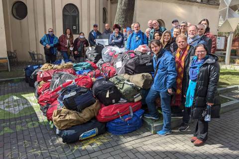 A mission group that included 22 rabbis traveled to Poland and the Ukrainian border in April. ( ...
