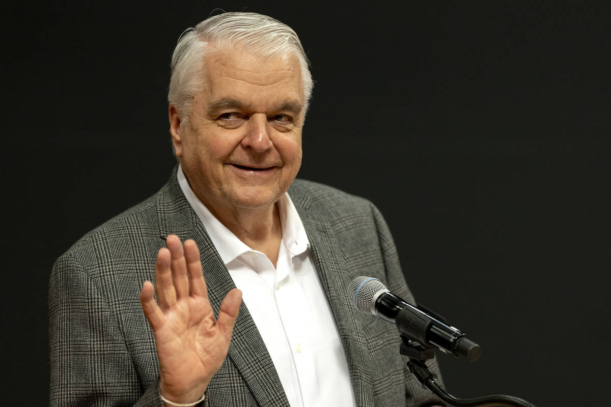 FILE - Gov. Steve Sisolak speaks during a panel about projects planned for the development of t ...