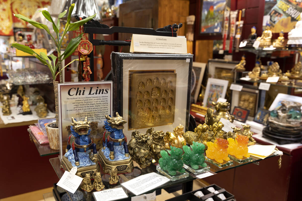 Chi Lins, Chinese unicorns, are for sale at World of Feng Shui on Thursday, Jan. 19, 2023, in L ...