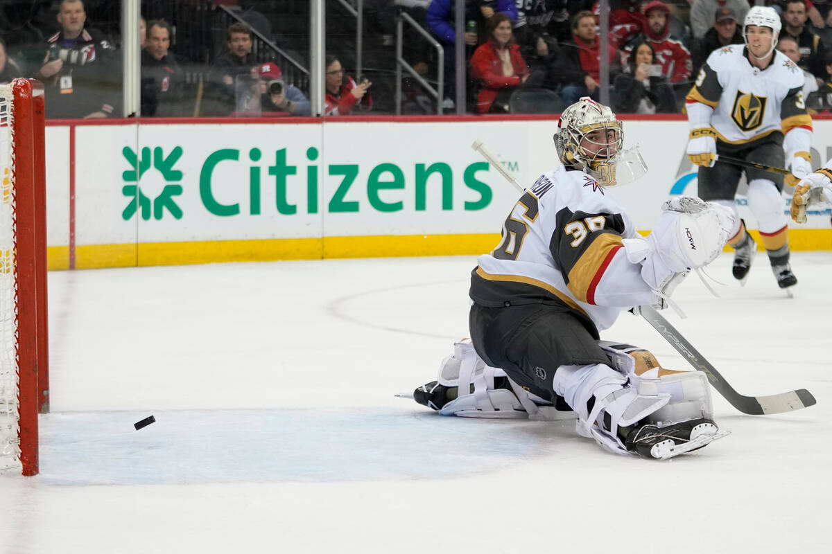 New Jersey Devils defenseman Damon Severson during the first period of an NHL  hockey game against the Vegas Golden Knights, Tuesday, Jan. 24, 2023, in  Newark, N.J. (AP Photo/Mary Altaffer Stock Photo 