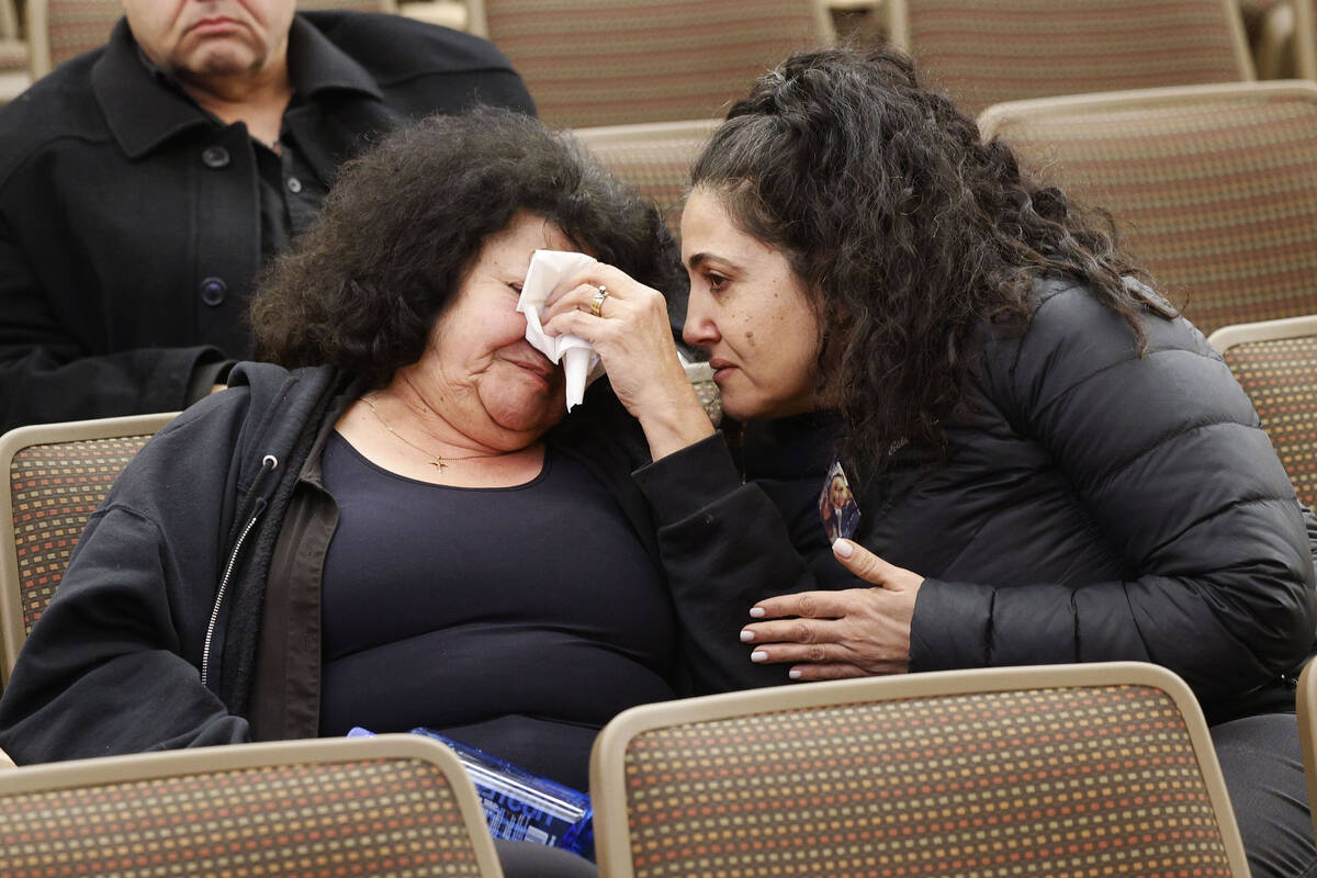 Shooting victim Dianne Hawatmeh’s mother Mona Sayegh, left, becomes emotional as she listens ...