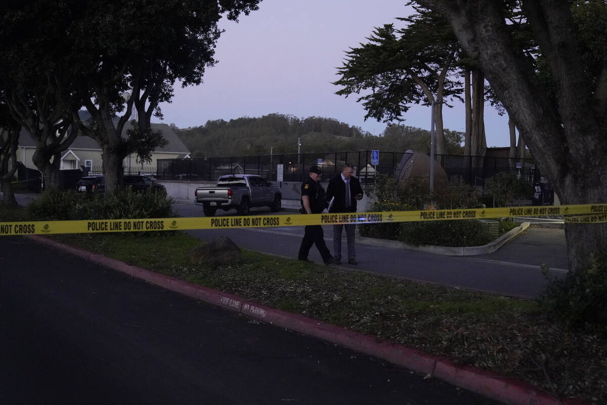 Police tape is placed near the scene of a shooting Monday, Jan. 23, 2023, in Half Moon Bay, Cal ...