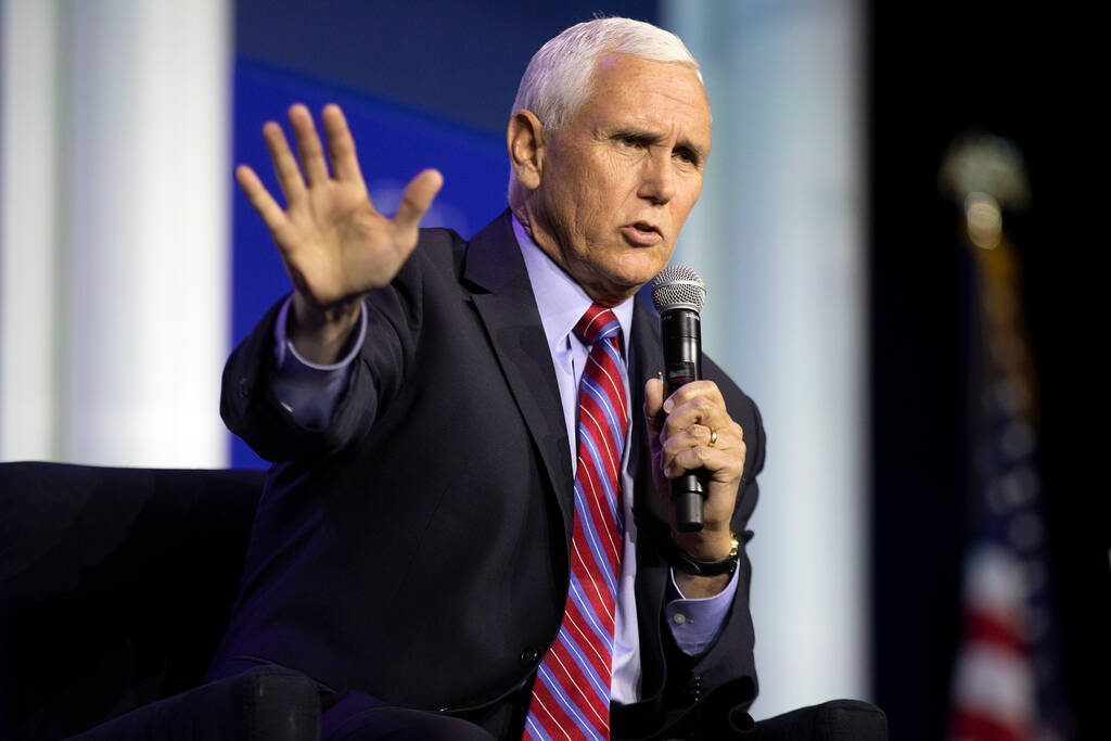 Former Vice President Mike Pence gives a speech during the Republican Jewish Coalition's annual ...