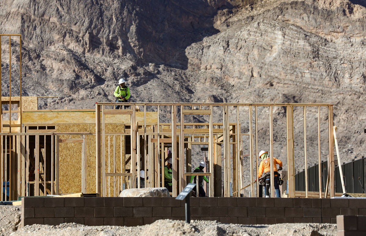 The construction site of new homes being built in Summerlin in Las Vegas on Monday, Oct. 3, 202 ...