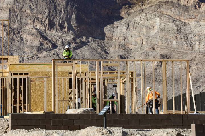 The construction site of new homes being built in Summerlin in Las Vegas on Monday, Oct. 3, 202 ...