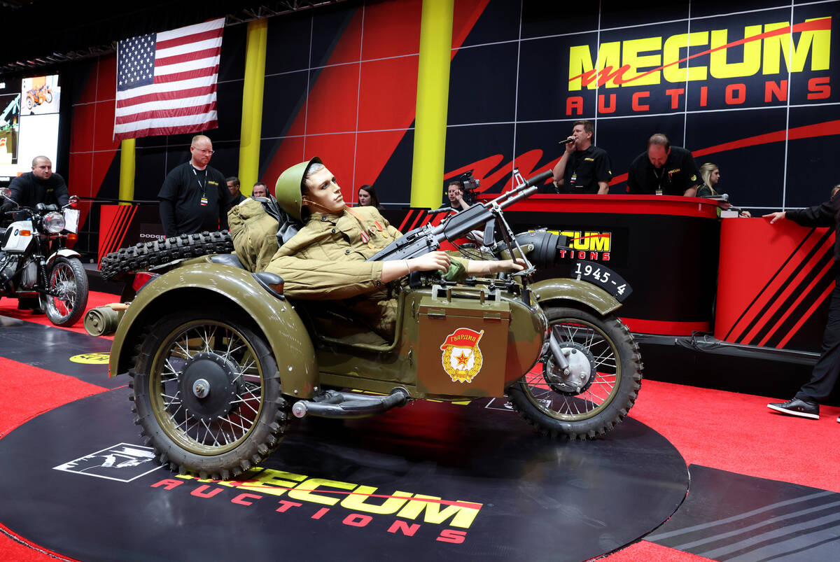 A 1963 DNEPR Twin with sidecar on the auction block at the Mecum Las Vegas Vintage and Antique ...