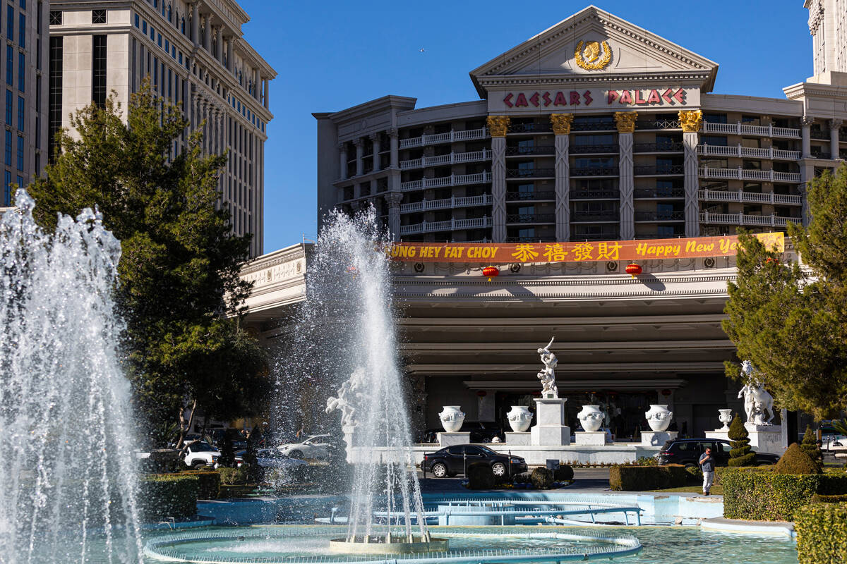 An exterior view of Caesars Palace on Thursday, Jan. 26, 2023, in Las Vegas. (Chase Stevens/Las ...
