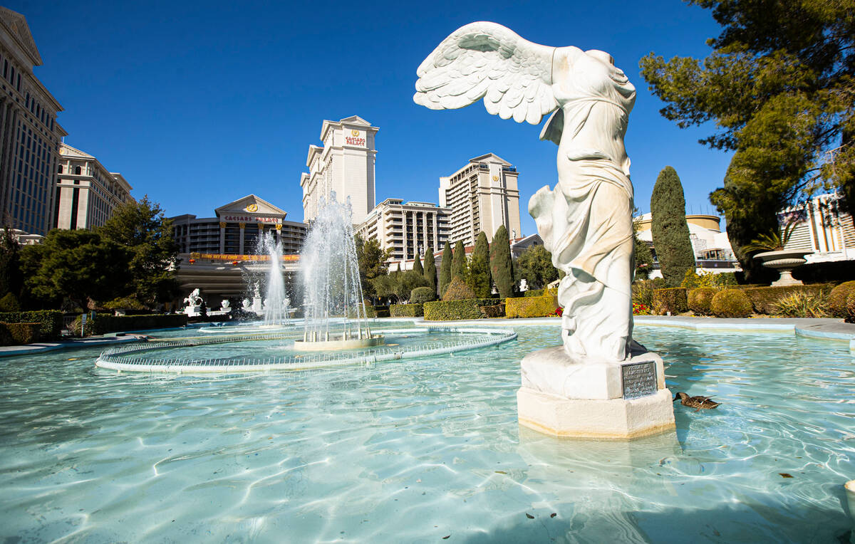 An exterior view of Caesars Palace on Thursday, Jan. 26, 2023, in Las Vegas. (Chase Stevens/Las ...