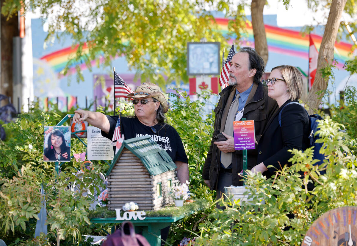 Sue Ann Cornwell of Las Vegas, Route 91 Harvest festival shooting survivor, left, shows the Hea ...