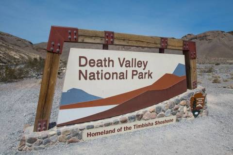 A sign marks the entrance to Death Valley National Park, Calif., in July 2018. (Las Vegas Revie ...