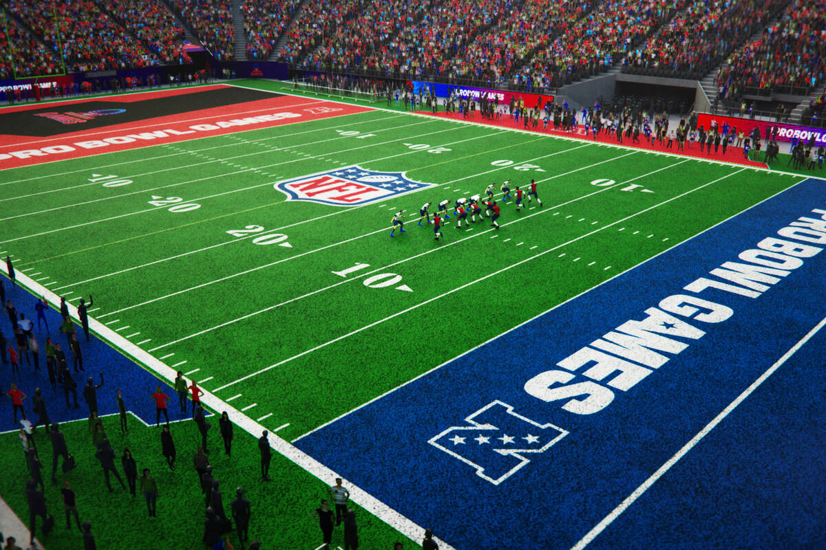 An artist rendering of what the Pro Bowl Games field layout will be Feb. 5, 2023, inside Allegi ...