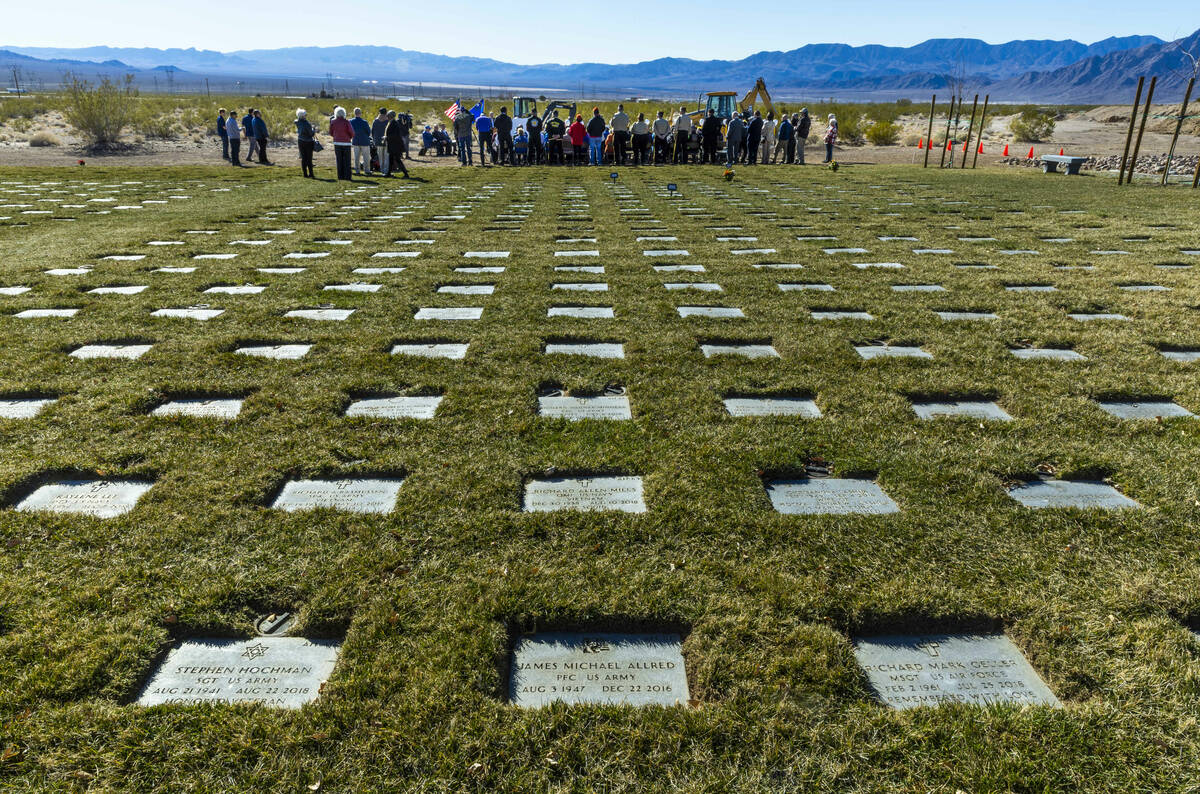Attendees gather for a groundbreaking ceremony at the Southern Nevada Veterans Memorial Cemeter ...