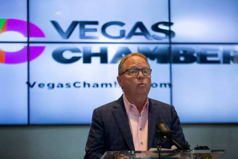 Las Vegas Chamber of Commerce chairman Tom Burns speaks at the new Employ NV Business Hub at th ...