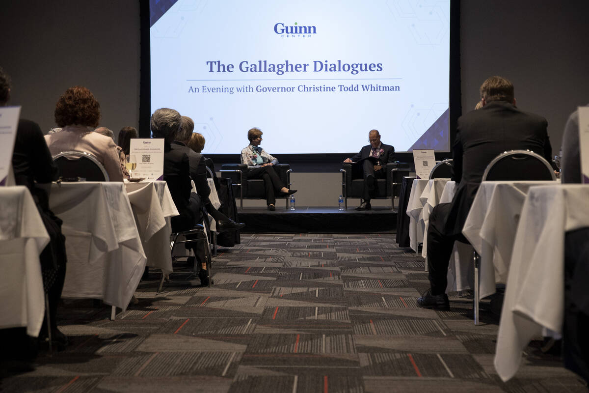 Christine Todd Whitman, 50th Governor of New Jersey and former EPA Administrator, speaks with m ...