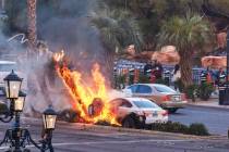 The Metropolitan Police Department responds to a car crash in the 3400 block of Las Vegas Boule ...