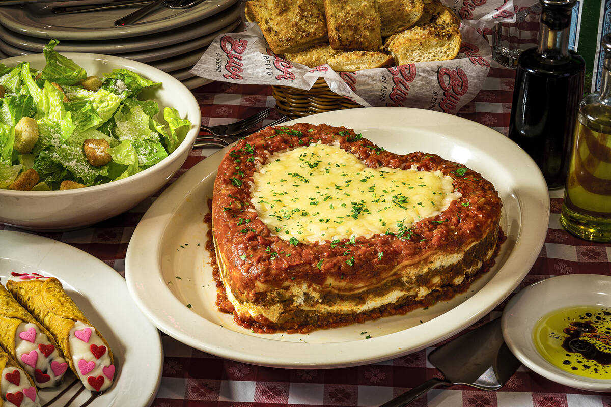 Buca di Beppo in Las Vegas is serving heart-shaped lasagna for Valentine's Day 2023. (Buca di B ...