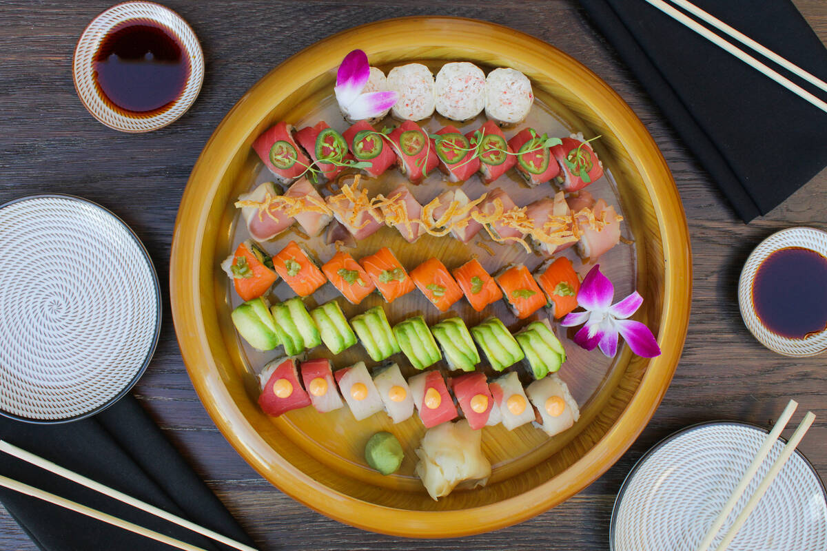 A selection of sushi for Valentine's Day 2023 from Sushi Roku in The Forum Shops at Caesars Pal ...