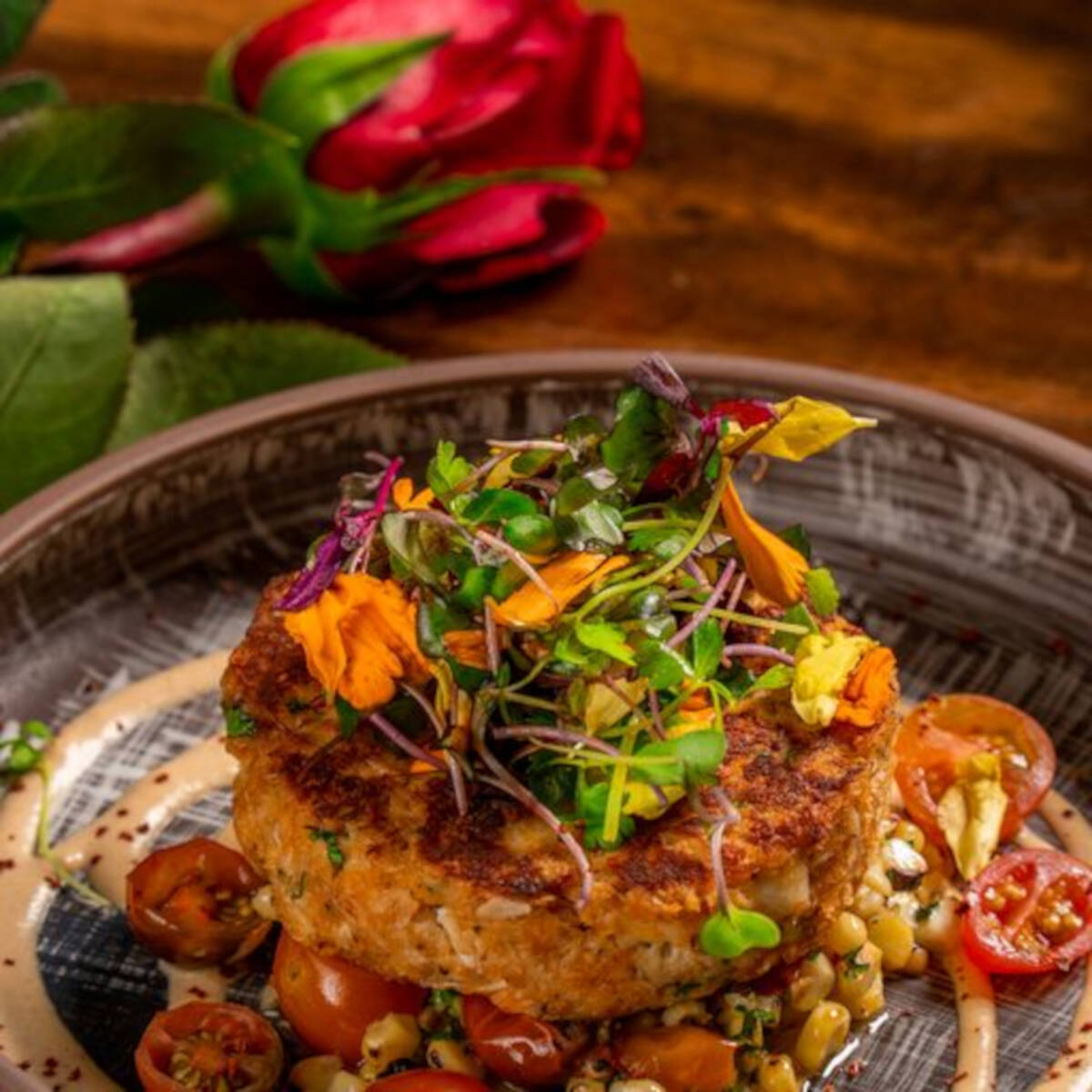 Toca Madera on the Las Vegas Strip is serving this crab cake for Valentine's Day 2023. (Toca Ma ...