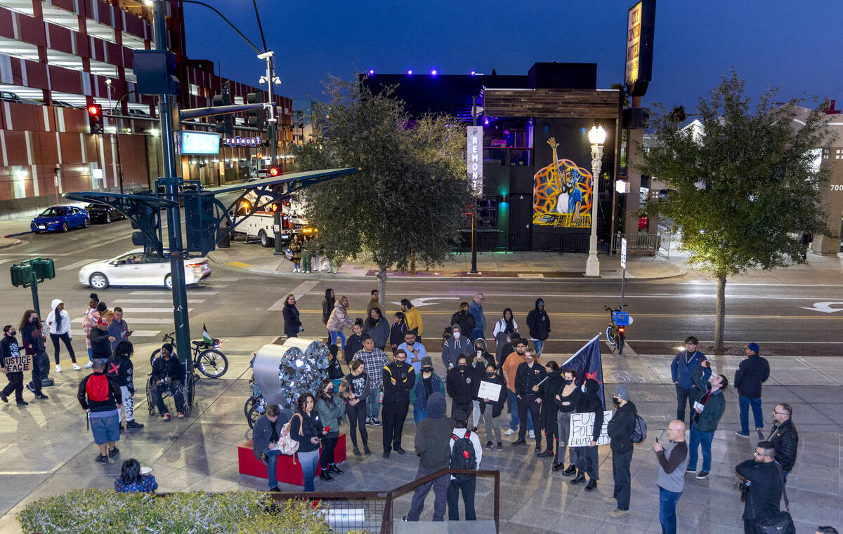 Participants take turns speaking during a rally for Tyre Nichols organized by Red Desert Collec ...