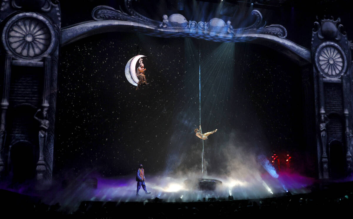 Cast members perform during the grand reopening of "Michael Jackson ONE by Cirque du Soleil" at ...