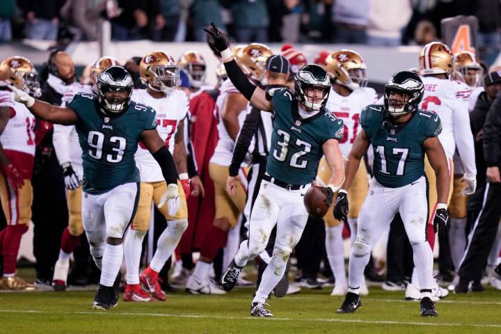 Philadelphia Eagles safety Reed Blankenship celebrates after their win in the NFC Championship ...