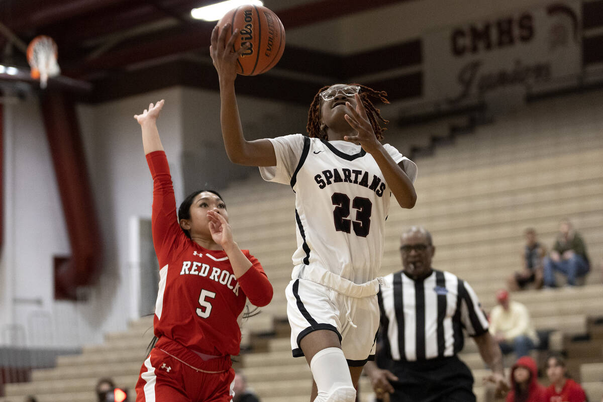 during a girls high school basketball game at Cimarron-Memorial High School on Tuesday, Jan. 31 ...