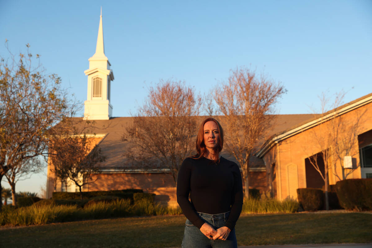 Ann Mabeus stands in front of The Church of Jesus Christ of Latter-day Saints chapel she regula ...