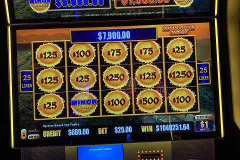 A guest at Caesars Palace won $1,040,252 on a Dragon Link machine on Monday, Jan. 30, 2023, in ...