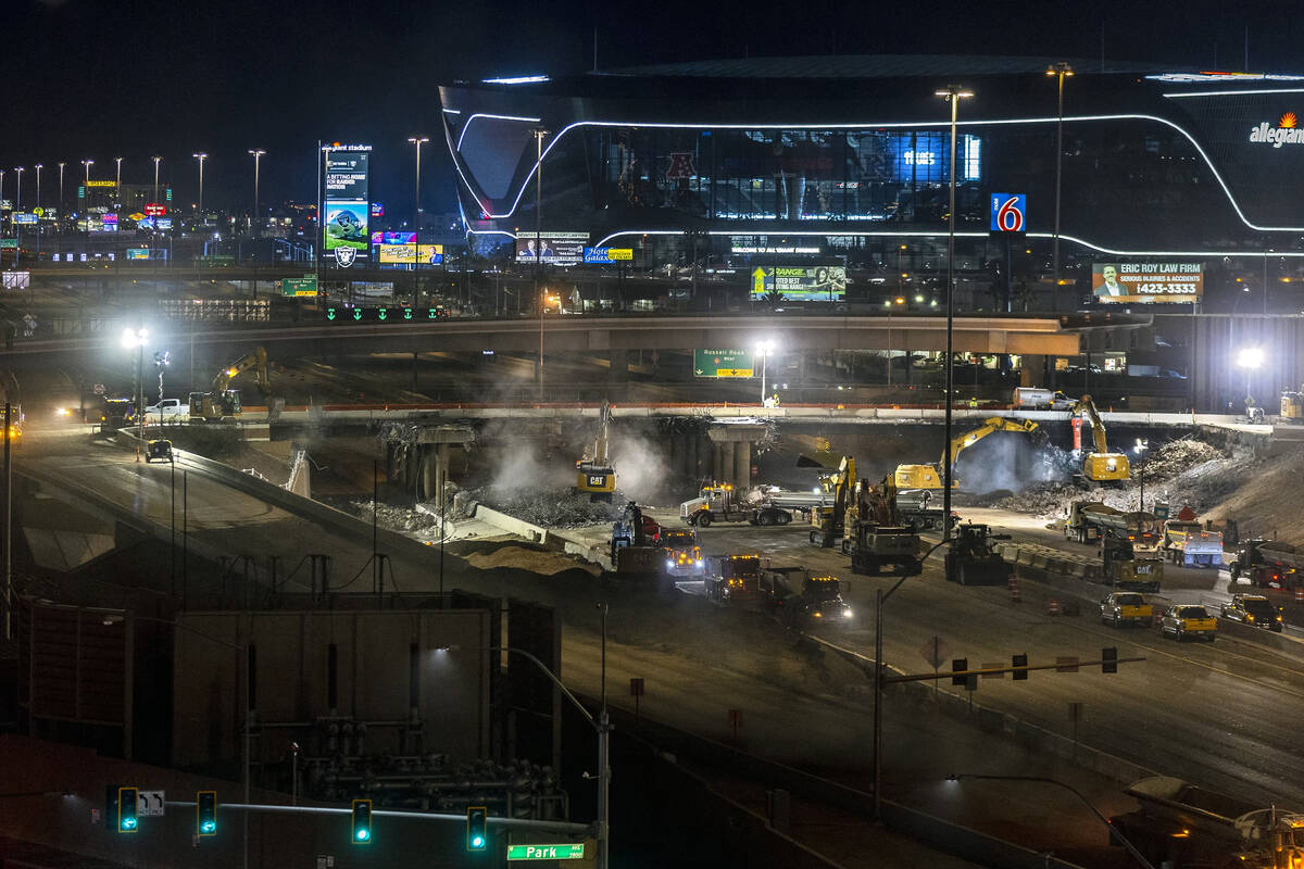 The active Tropicana and I-15 construction site closed to traffic near south Strip forcing traf ...