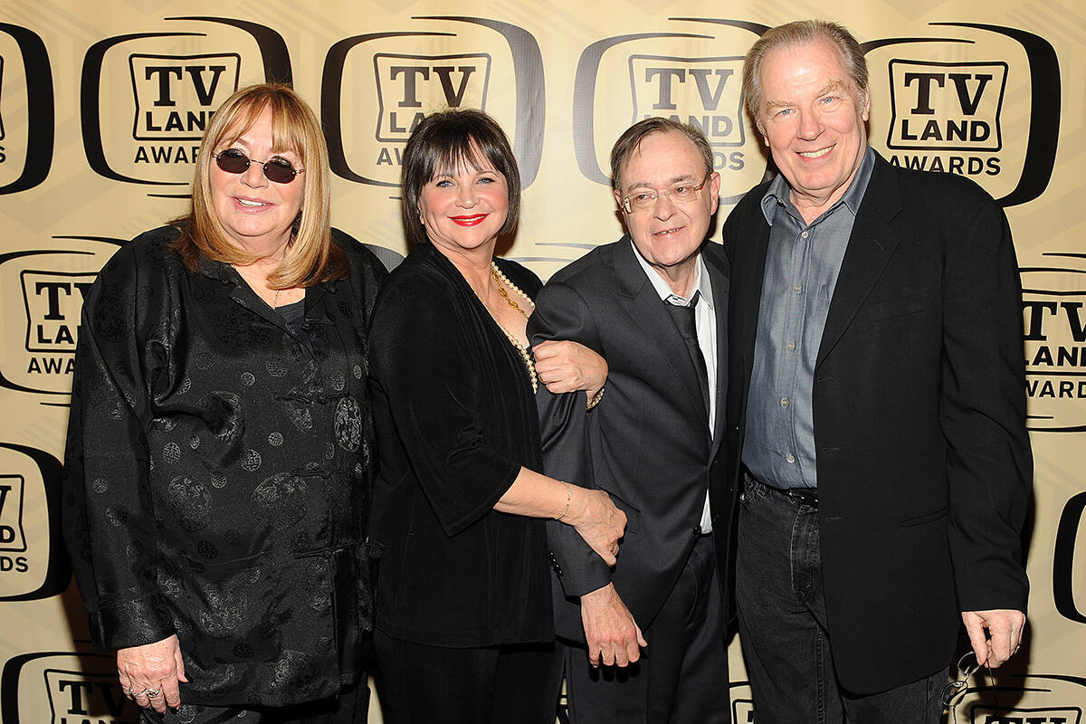 NEW YORK, NY - APRIL 14: (L-R) The cast of 'Laverne & Shirley' Penny Marshall, Cindy Willia ...