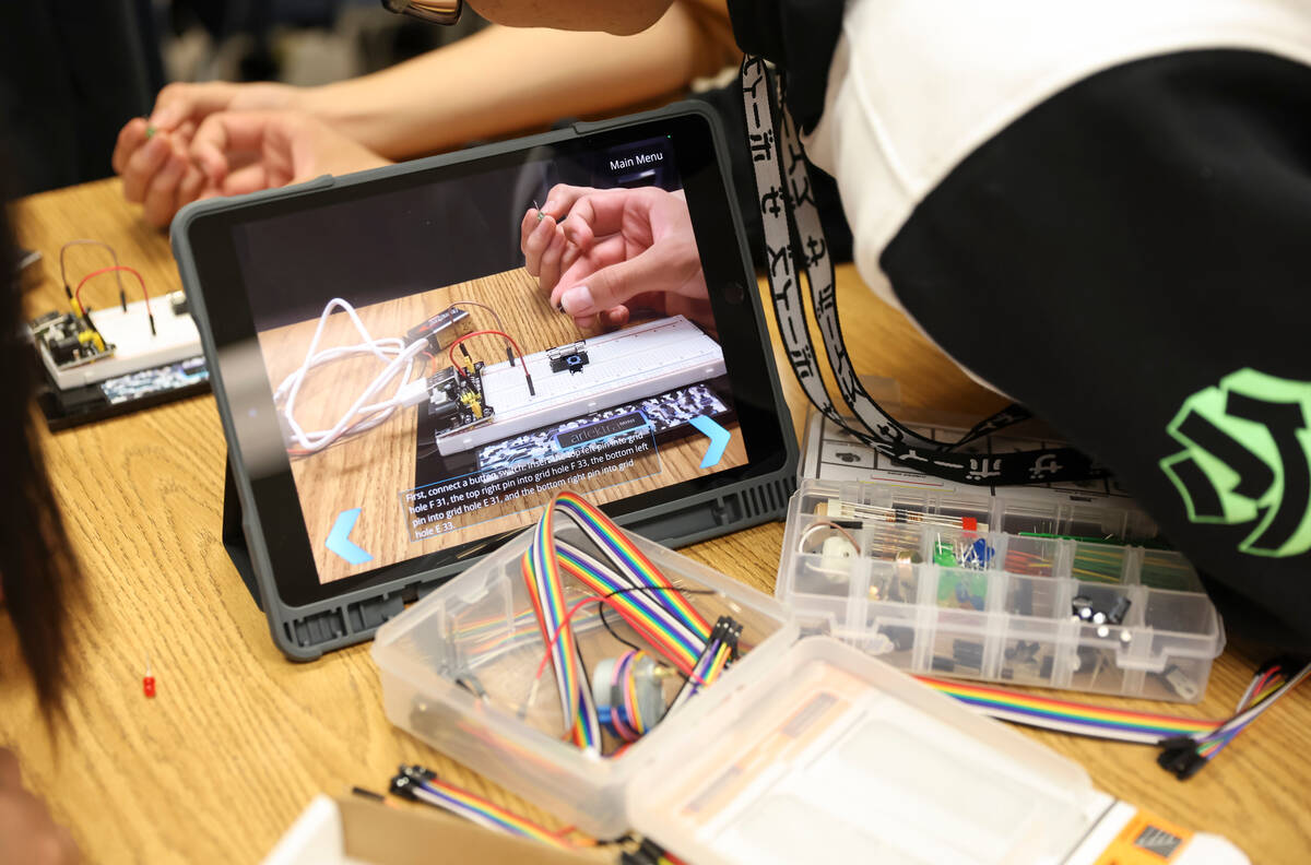 Students work with circuits in a project during their U.S. Space Force Junior ROTC program clas ...