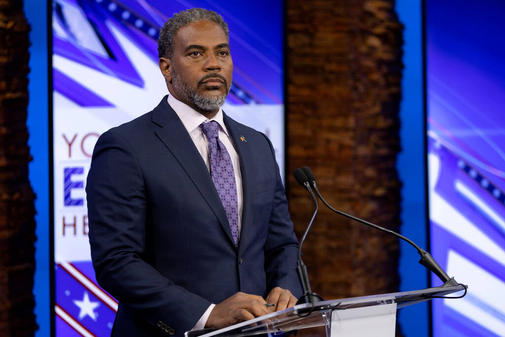 Rep. Steven Horsford, D-Nev., prepares for a debate with Republican candidate for U.S. Congress ...