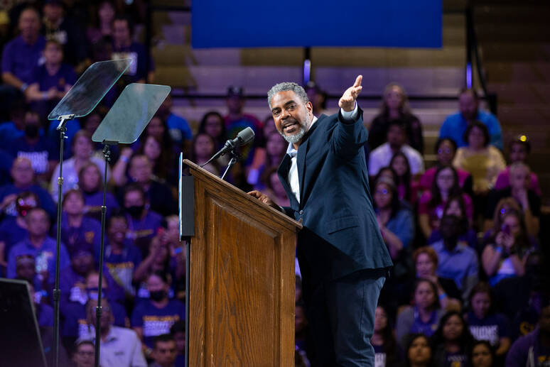 Rep. Steven Horsford, D-Nev., speaks during a campaign rally organized by Nevada Democratic Vic ...