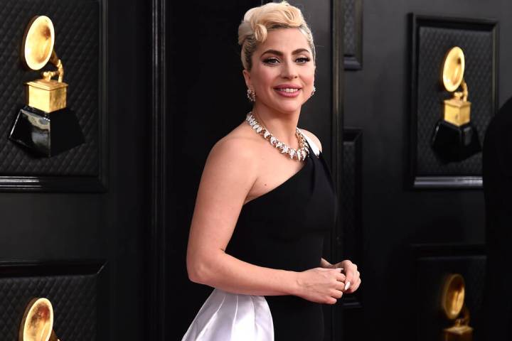 Lady Gaga arrives at the 64th annual Grammy Awards at the MGM Grand Garden Arena on Sunday, Apr ...