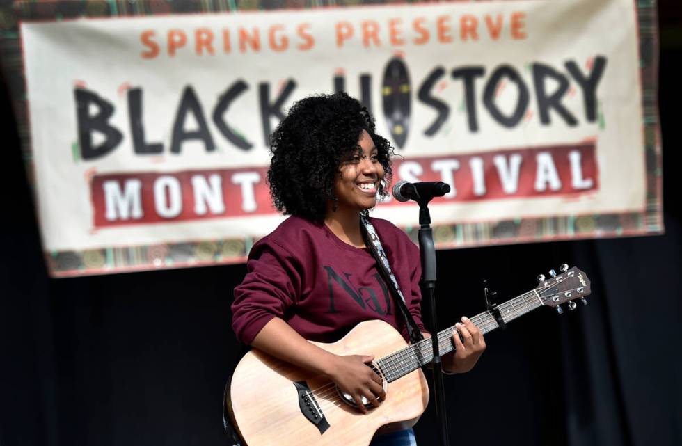 Kiara Brown of Kiara Musik performs during the Black History Month Festival at the Springs Pres ...