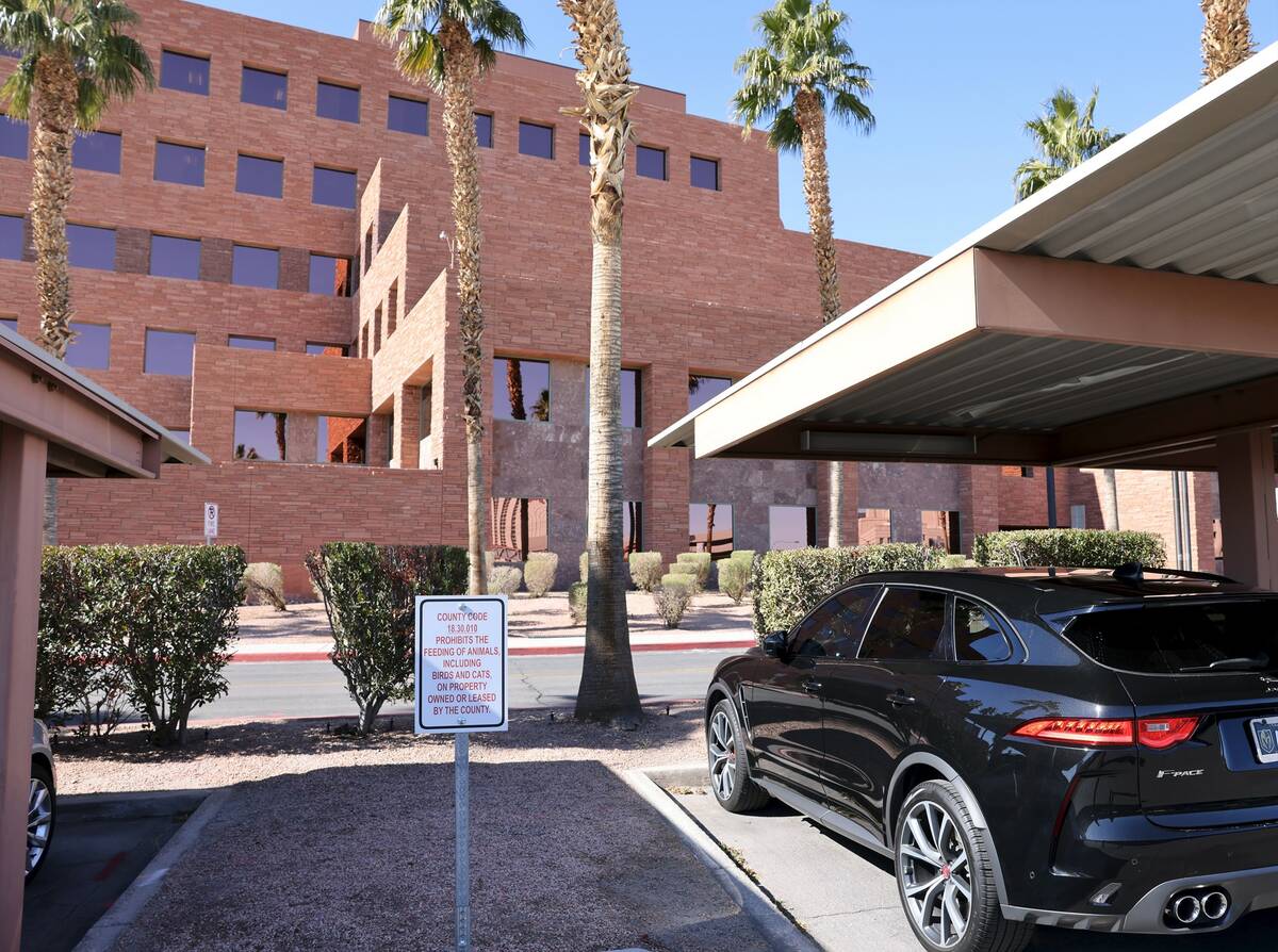 A 2020 Jaguar F-PACE owned by Clark County audit director Angela Darragh at the Clark County Go ...