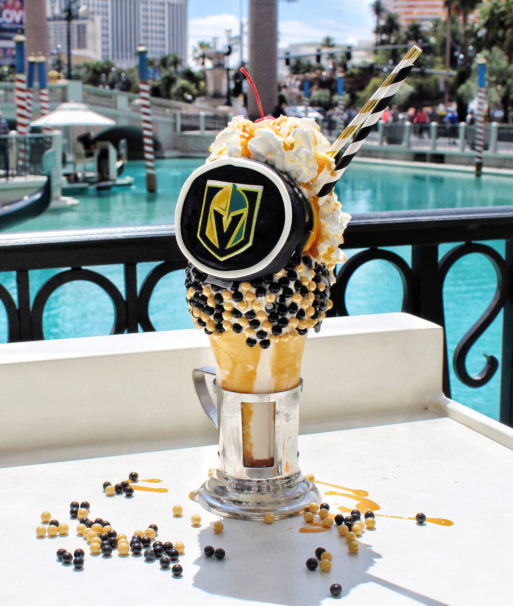 A Golden Knights CrazyShake from Black Tap Craft Burgers & Beer, which has a location in The Ve ...