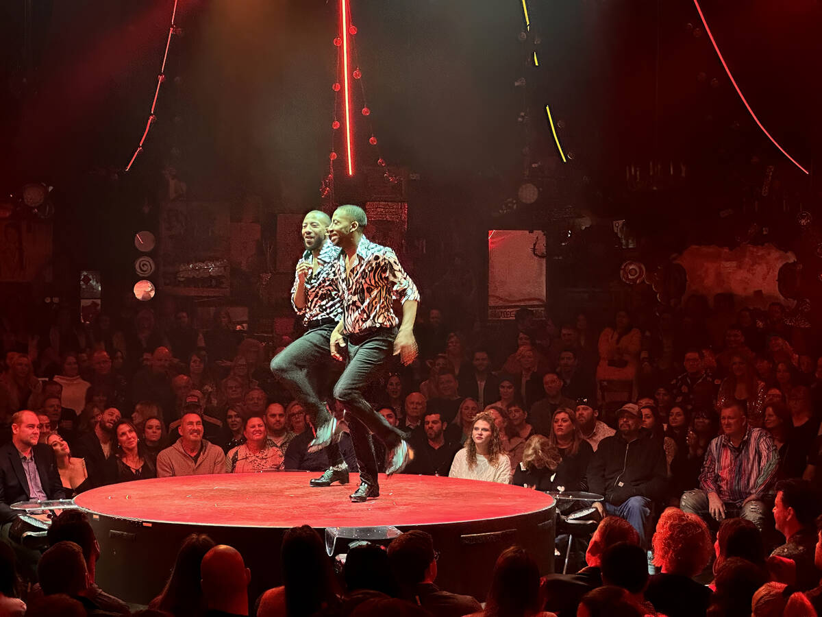 Twin brothers Sean and John Scott tap dance during “Absinthe” at Caesars Palace o ...