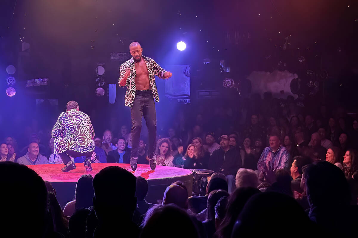 Twin brothers Sean and John Scott tap dance during “Absinthe” at Caesars Palace o ...
