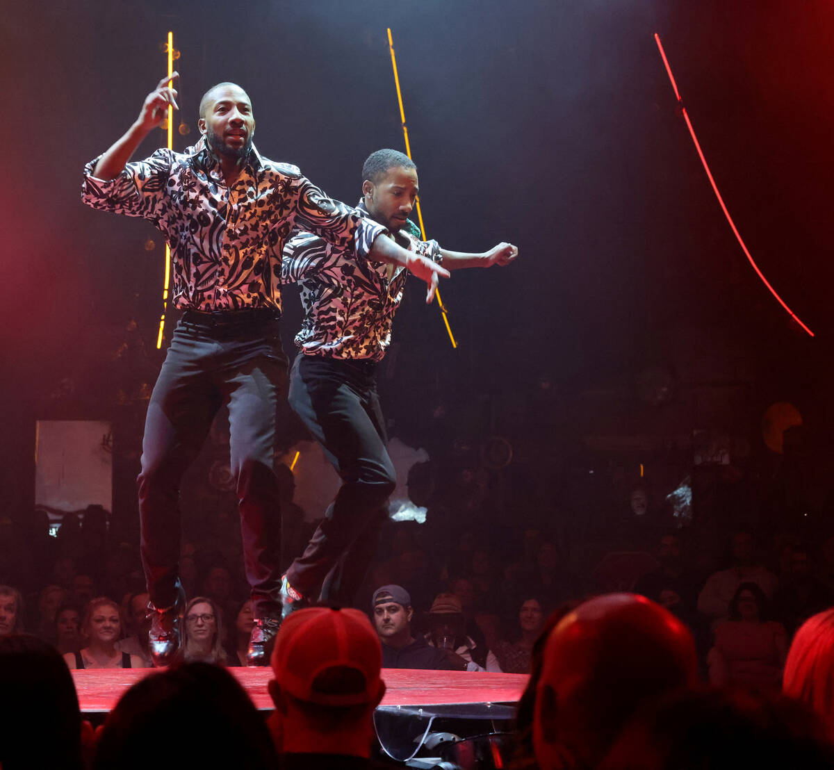 Twin brothers Sean and John Scott tap dance during “Absinthe” at Caesars Palace o ...