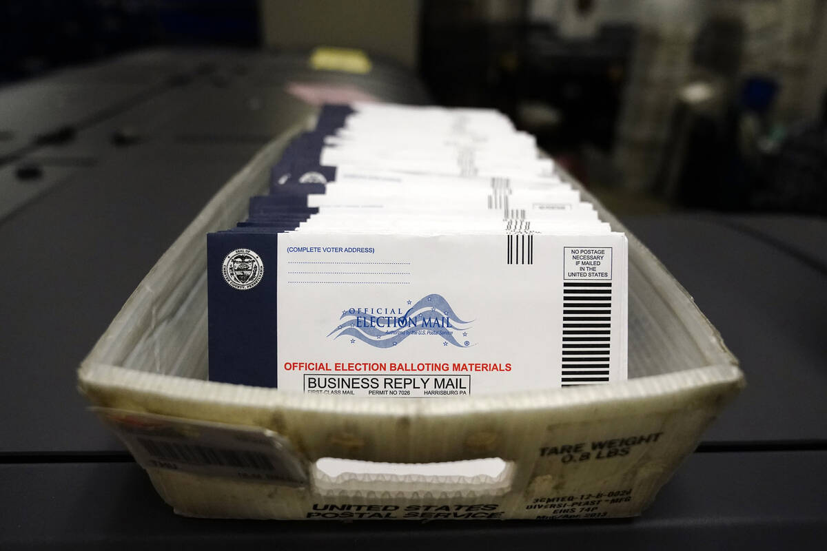 FILE—This file photo from Oct. 23, 2020, shows mail-in ballots for the U.S. 2020 General ...