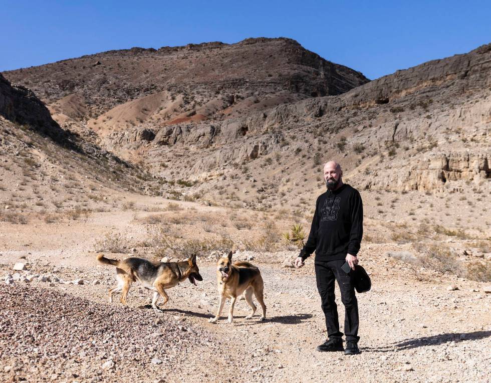 Dr. Dave Golan poses for a photo with his dogs on Thursday, Jan. 19, 2023, where he discovered ...