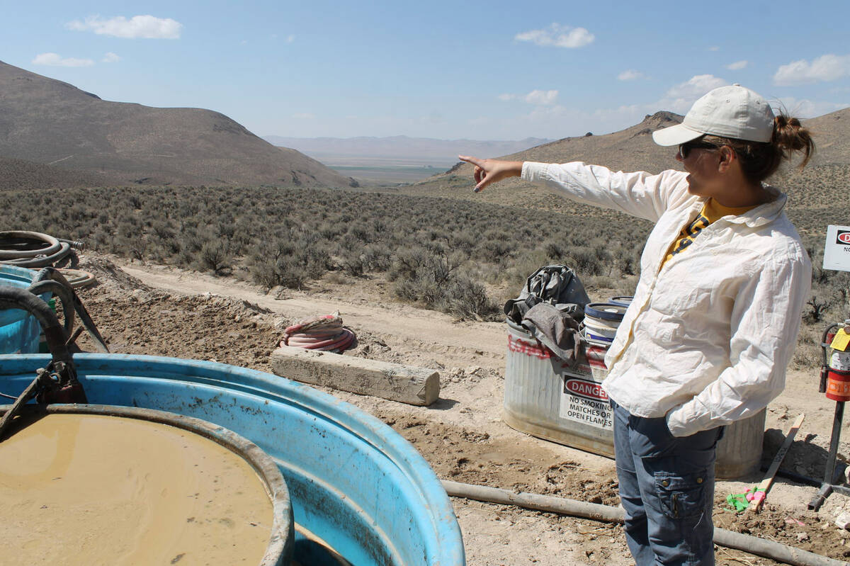 Melissa Boerst, a Lithium Nevada Corp. geologist, points to an area of future exploration from ...