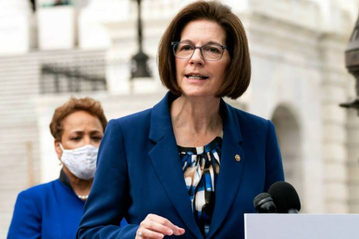 FILE - Sen. Catherine Cortez Masto, D-Nevada., speaks about prescription drug prices during a n ...